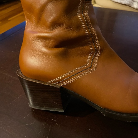 ROBERT CLERGERIE Merry Brown Leather Ankle Boots Heels Size 38 - Picture 10 of 12